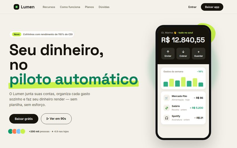 Lumen — landing de app